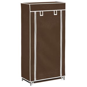 Dulap pantofi din material textil cu capac, maro, 58x28x 106 cm