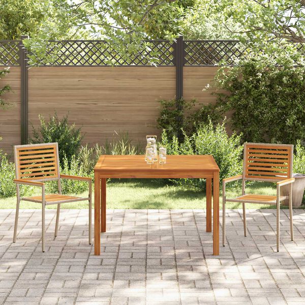 vidaXL Set de masă pentru grădină 3 pcs Bej Rattan poli