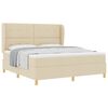 vidaXL Pat cu arcuri cu saltea cu headboard Crem 200 x 180 cm țesătură