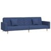 vidaXL Canapea extensibilă cu 2 locuri, 2 perne, albastru, textil