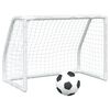 vidaXL Porți de fotbal de copii 2 buc., cu minge alb 64x35x48 cm metal