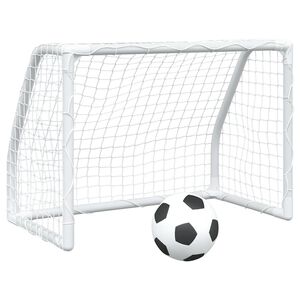vidaXL Porți de fotbal de copii 2 buc., cu minge alb 64x35x48 cm metal