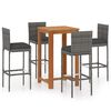 vidaXL Set mobilier de bar de grădină cu perne, 5 piese, gri