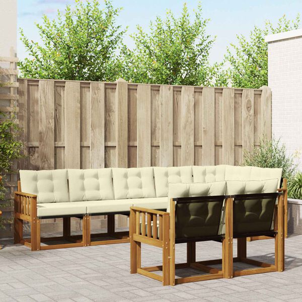 vidaXL Set de canapele de exterior cu pernă 8 pcs Natural și Crem