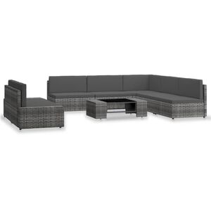 vidaXL Set mobilier de grădină, 7 piese, gri, poliratan