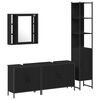 vidaXL Set de mobilier pentru baie cu raft 4 pcs Negru Lemn compozit