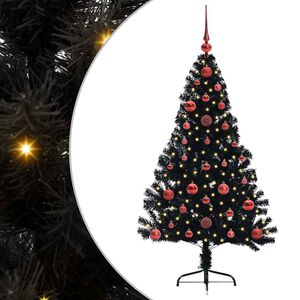 vidaXL Pom de Crăciun artificial pre-iluminat Negru 120 cm PVC