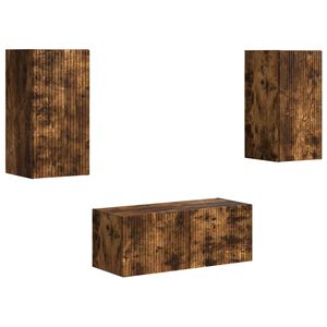 vidaXL Set comodă TV Pe perete 6 pcs Stejar fumuriu Lemn compozit