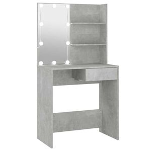 vidaXL Masă de toaletă cu LED, gri beton, 74,5x40x141 cm