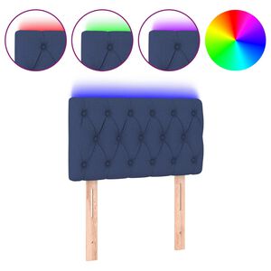 vidaXL Tăblie de pat cu LED, albastru, 80x7x78/88 cm, textil