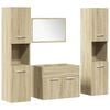 vidaXL Set mobilier de baie, 4 piese, stejar sonoma, lemn prelucrat