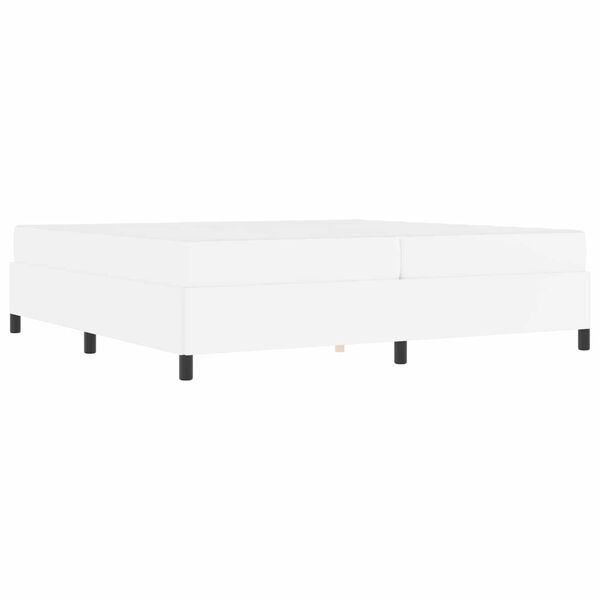 vidaXL Cadru de pat cu saltea Alb 200 x 200 cm țesătură