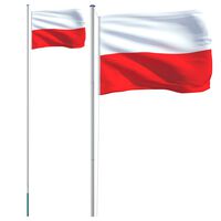 vidaXL Steag Polonia și stâlp din aluminiu, 6,23 m