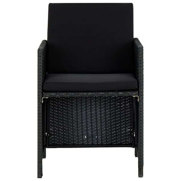 vidaXL Set mobilier de exterior cu perne, 5 piese, negru, poliratan