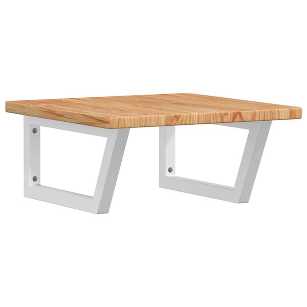 vidaXL Raft pentru lavoar montat pe perete, oțel și lemn masiv stejar