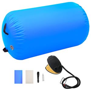vidaXL Rulou de gimnastică gonflabil cu pompă, albastru, 100x60 cm PVC
