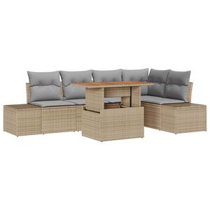 vidaXL Set de canapele pentru grădină 6 pcs Bej Rattan poli