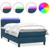 vidaXL Pat cu arcuri cu saltea și LED, albastru &icirc;nchis, 100x220 cm, catifea