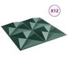 vidaXL Panouri de perete 12 pcs Verde Origami 50 x 50 cm Spumă XPS