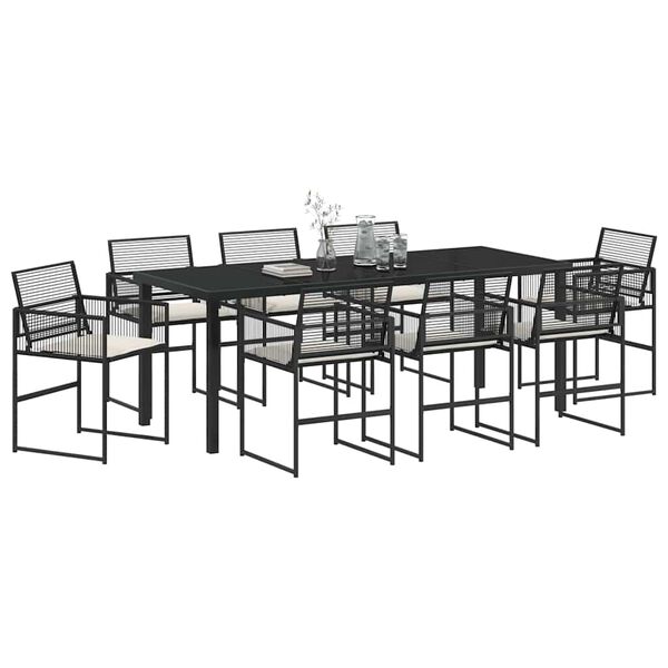 vidaXL Set de masă pentru grădină 9 pcs Negru