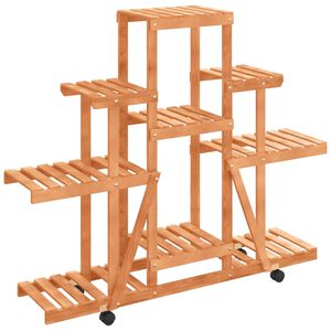 vidaXL Suport pentru flori cu roți, 110x25x101 cm, lemn masiv de brad