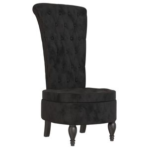 vidaXL Fotoliu cu spătar &icirc;nalt, negru, catifea, design cu nasturi