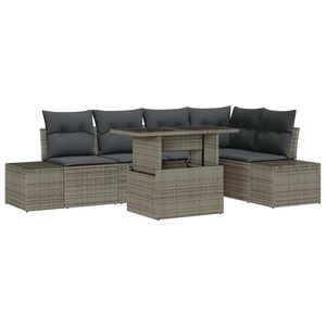 vidaXL Set de canapele pentru grădină cu pernă 6 pcs Gri Rattan poli