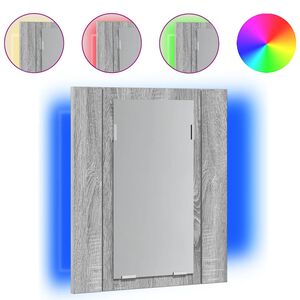 vidaXL Dulap cu oglindă cu LED de baie, gri sonoma, 40x12x45 cm, lemn