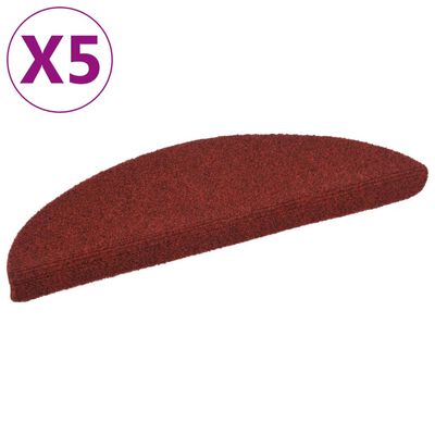 vidaXL Covorașe scări autoadezive 5 buc. roșu, 56x17x3 cm stil punch