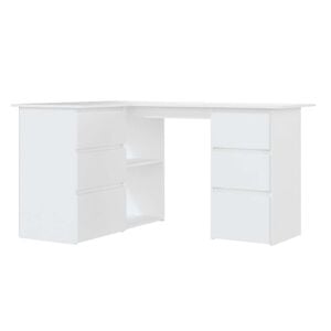 vidaXL Birou de colț, alb, 145x100x76 cm, lemn prelucrat