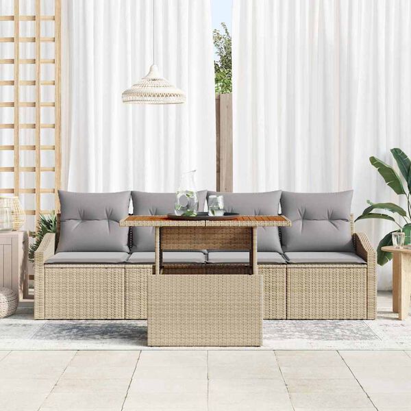 vidaXL Set de canapele pentru grădină 5 pcs Bej Rattan poli