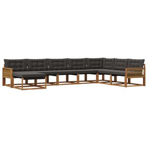 vidaXL Set de canapele de exterior 8 buc. Natural și Negru