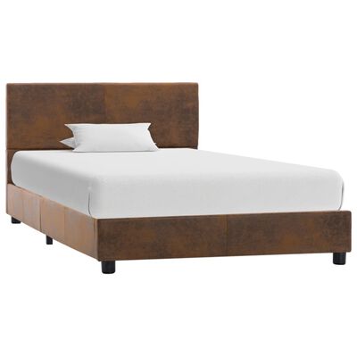vidaXL Cadru de pat, maro, 100x200 cm, piele întoarsă ecologică
