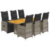 vidaXL Set bistro de grădină cu perne, 7 piese, gri, poliratan