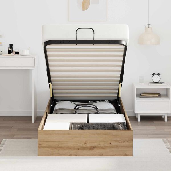 vidaXL Cadru de pat otoman Stejar Artizanal 90 x 200 cm Lemn prelucrat