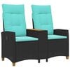 vidaXL Bancă reclinabilă cu masă Negru și Turcoaz 126 x 65 x 112 cm