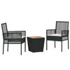 vidaXL Set Bistro de Grădină 3 pcs Negru Rattan poli