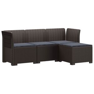 vidaXL Sofa de Grădină 4-Locuri cu Perne Aspect Ratan PP Maro