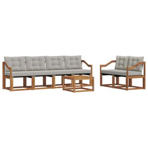 vidaXL Set de canapele de exterior 7 buc. Gri natural și deschis