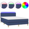 vidaXL Pat cu arcuri, saltea și LED, albastru, 140x190 cm, textil