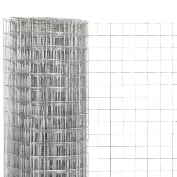 vidaXL Plasă de s&acirc;rmă găini, argintiu, 25 x 1,5 m, oțel galvanizat