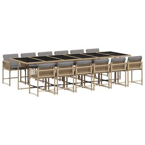 vidaXL Set mobilier grădină cu perne, 13 piese, bej combinat poliratan