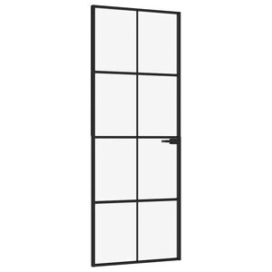 vidaXL Ușă de interior negru 76x201,5 cm sticlă securiz./aluminiu slim