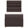 vidaXL Pat box spring cu saltea, maro &icirc;nchis, 90x200 cm, textil