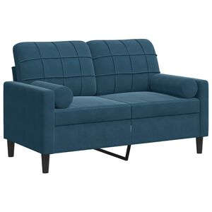 vidaXL Canapea cu 2 locuri cu pernuțe, albastru, 120 cm, catifea