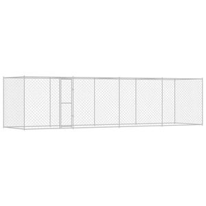 vidaXL Cușcă pentru c&acirc;ine Argintiu 800 x 200 x 200 cm Oțel Galvanizat