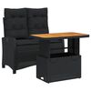 vidaXL Set mobilier de grădină cu perne, 2 piese, negru, poliratan