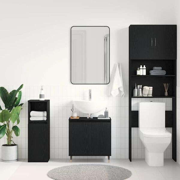vidaXL Dulap pentru Chiuveta de Baie Stejar Negru 58 x 33 x 60 cm