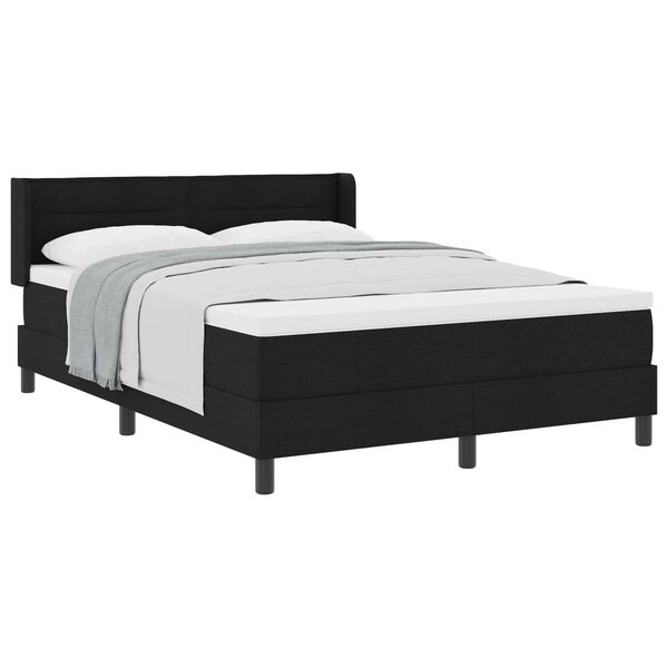 vidaXL Pat cu arcuri cu headboard Manual Negru 200 x 160 cm țesătură