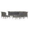 vidaXL Set mobilier de grădină cu perne, 10 piese, gri, poliratan